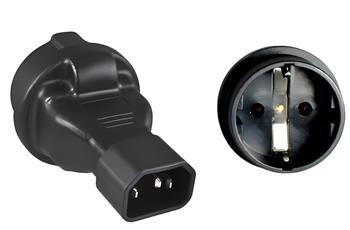 Adaptér IEC C14 male na SCHUKO CEE 7/3 female, napětí 230V, max.proud 10A