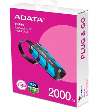 ADATA External SSD 2TB SC740, USB-C 3.2 Gen2, Černo-modrá