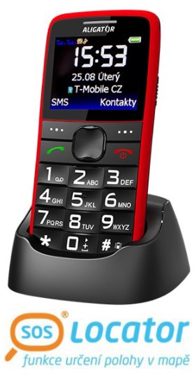 ALIGATOR A675 Senior červený + stolní nabíječka