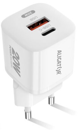 ALIGATOR Mini, PD 20W USB + USB-C, bílá