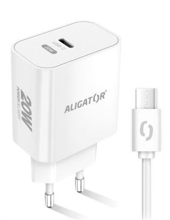 ALIGATOR PD 20W USB-C, USB-C/USB-C kabel, bílá