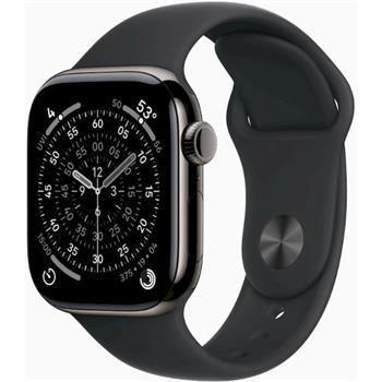 Apple Watch Series 11 Cellular (42mm) Břidlicově šedý titan s černým sportovním řemínkem S/M