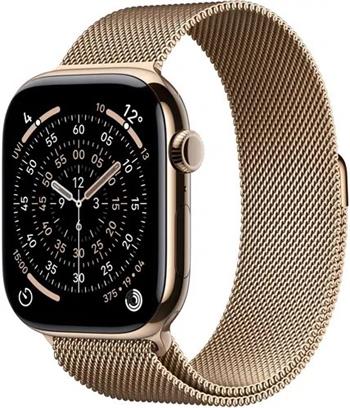 Apple Watch Series 11 Cellular (46mm) Zlatý titan se zlatým milánským tahem S/M