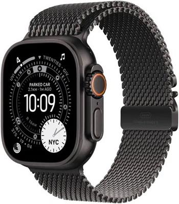 Apple Watch Ultra 3 (2025) 49mm Černý titan s černým titanovým milánským tahem S