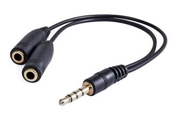 Audio Redukce, Jack, Jack (3,5 mm) M (4-pólový)-Jack (3,5mm) 2x F, 0.2, stereo, černá