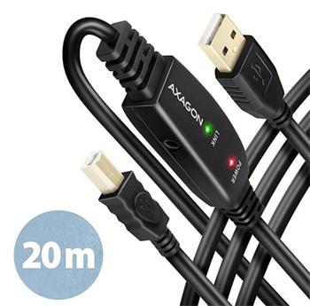 AXAGON ADR-220B, USB 2.0 A-M -> B-M aktivní propojovací / repeater kabel, 20m