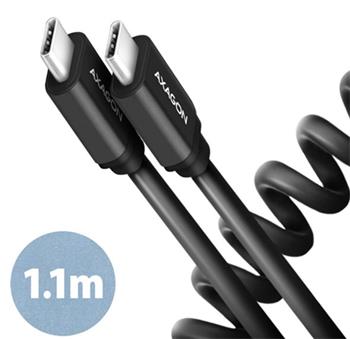 AXAGON BUCM-CM20TB, TWISTER kabel USB-C <-> USB-C, 1.1m, USB 2.0, PD 60W 3A, ALU, tpe, černý