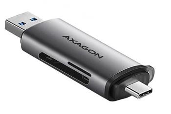 AXAGON CRE-SAC, USB3.2 Gen 1 Type-C + Type-A externí čtečka karet SD/microSD, podpora UHS-I
