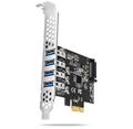 AXAGON PCEU-43RS, PCIe řadič, 4x USB 3.2 Gen 1 port, 5 Gbps, napájení z PCIe nebo SATA, SP & LP