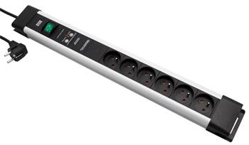 BACHMANN Vícenásobná zásuvka CONNECTUS, CEE7/7 - 6x zásuvka CZ, vypínač, přepěťová ochrana, 2m, šedá