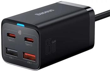 Baseus rychlonabíječka do sítě GaN3 Pro, 2x USB-C, 2x USB 65W černá