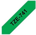 Brother TZe-741, zelená / černá (18mm, laminovaná)