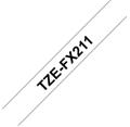 Brother TZe-FX211, bílá / černá, 6 mm, s flexibilní páskou