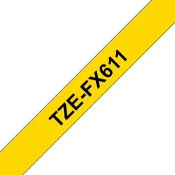 Brother TZe-FX611, žlutá / černá, 6mm, s flexibilní páskou