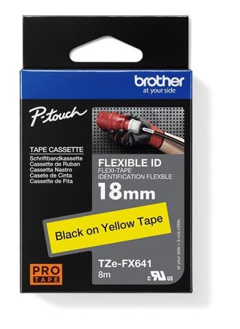 Brother TZe-FX641, žlutá / černá, 18 mm, s flexibilní páskou