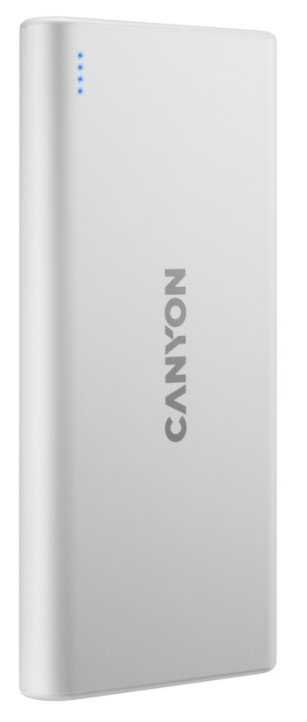 CANYON powerbanka PB-106W,10000mAh Li-poly,Input 5V/2A (Micro-USB/USB-C),Output 5V/2.1A (2xUSB-A),bílá