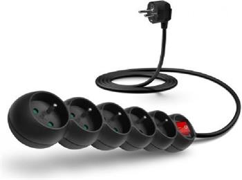 CONNECT IT CES-1007-BK Prodlužovací přívod 3m 5 zásuvek, vypínač, černý