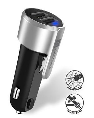 CONNECT IT Emergency Car Charger záchranářská nabíječka do auta, STŘÍBRNÁ