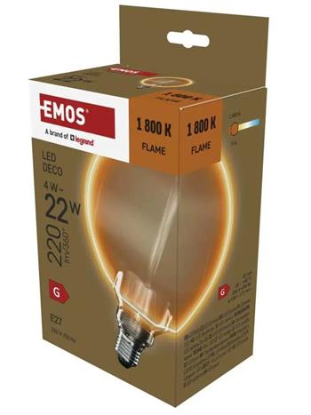 Emos LED žárovka DECO G130OA / E27 / 4 W (22 W) / 220 lm / flame