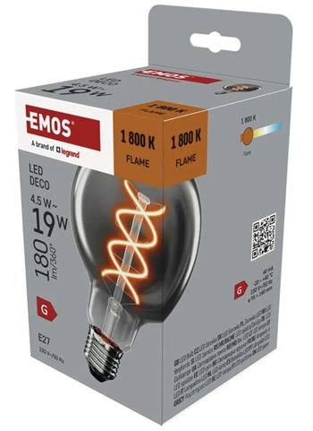 Emos LED žárovka DECO SMOKED G95 / E27 / 4,5 W (19 W) / 180 lm / flame