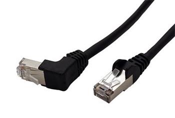 FTP patchkabel kat. 5e, 1 lomený konektor (90°), 1m, černý