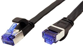 FTP patchkabel kat. 6a, plochý, 3m, černý