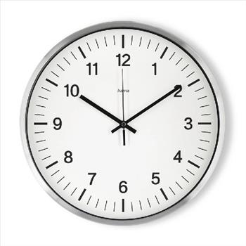 Hama Shiny, nástěnné hodiny řízené rádiovým signálem, 35 cm, kartáčovaný hliník