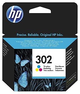 HP 302 Tri-color Original Ink Cartridge, F6U65AE