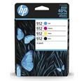 HP 912 CMYK Original Ink Cartridge 4-Pack, 6ZC74AE