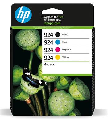 HP 924 CMYK Original Ink Cartridge 4-Pack, 6C3Z1NE