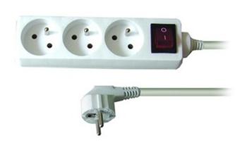 Kabel 250V/10A prodlužovací přívod 10m, 3 zásuvky, s vypínačem