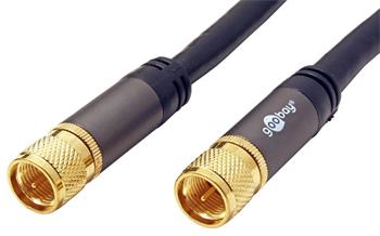 Kabel anténní SAT, 135dB, 4x stíněný, zlacený, F (M) - F (M), 1m, černý