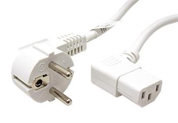 Kabel síťový, CEE 7/7(M) - IEC320 C13, 90°, 5m, bílý