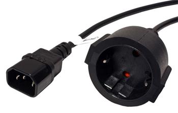 Kabel síťový pro výstup UPS, IEC320 C14-CEE 7/3(F), 2m, černý