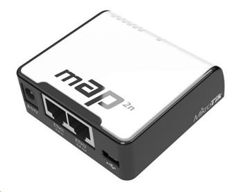 MikroTik RBmAP2n, micro AP, 400MHz CPU, 64MB RAM, 2x LAN, 2.4GHz Wi-Fi, 802.11b/g/n, vč. L4 licence