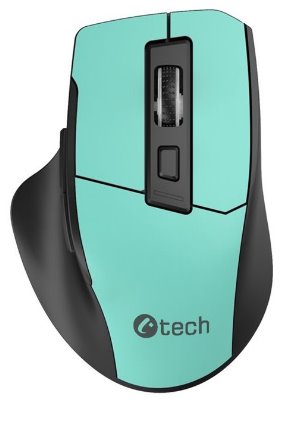 Myš C-TECH Ergo WLM-05, bezdrátová, 1600DPI, 6 tlačítek, USB nano receiver, mint