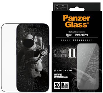 PanzerGlass Ceramic II na Apple iPhone 17 Pro s instalačním rámečkem