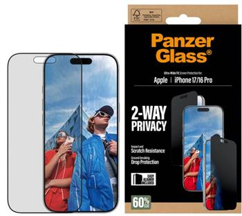 PanzerGlass Privacy na Apple iPhone 17/16 Pro s instalačním rámečkem