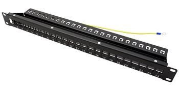 Patchpanel pro keystone 19", STP, 24 portů, neosazený, černý