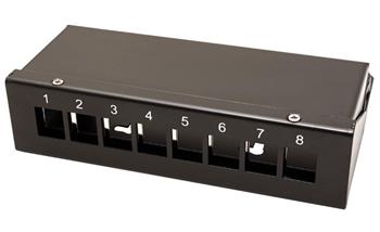 Patchpanel pro keystone moduly STP, 8 portů, neosazený, černý