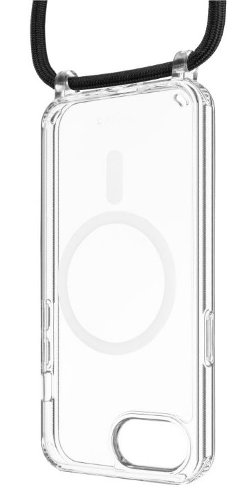 Pouzdro FIXED MagPure Neck s černou šňůrkou na krk pro Apple iPhone 16e