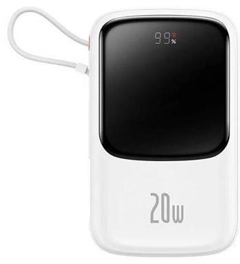 Powerbanka Baseus Qpow Pro 10000mAh, 20W, s kabelem Lightning bílá