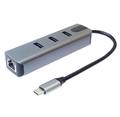 PremiumCord Adapter USB-C na Gigabit 10/100/1000Mbps + 3x USB3.2 konektor