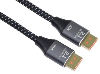 PremiumCord DisplayPort 2.1 kabel, 16K@60Hz,8K@120Hz,4K@240Hz,165Hz,144Hz kovové a zlacené konektory, 1,5m