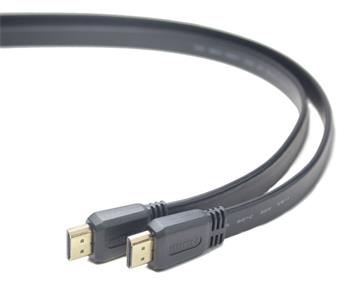 PremiumCord HDMI High Speed + Ethernet plochý kabel, zlacené konektory, 1m