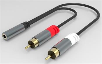 PremiumCord HQ Kabel Jack 3.5mm Female - 2x CINCH Male 15cm