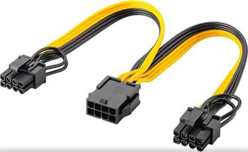 PremiumCord Napájecí kabel 8 kolíkový samice na duální 6+2 samec pro PCIe karty