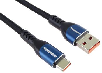 PremiumCord Super fast charging 5A kabel USB-C - USB 2.0 A bavlněný oplet 1,5m