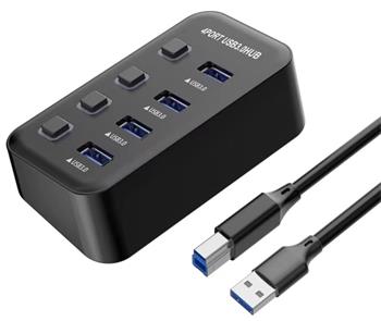 PremiumCord USB 3.2 Superspeed HUB 4-portový s vypínači portů