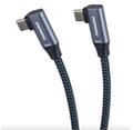 PremiumCord USB-C 2x zahnutý kabel ( USB 3.2 GEN 2x2, 5A, 100W, 20Gbit/s ) bavlněný oplet, 1m